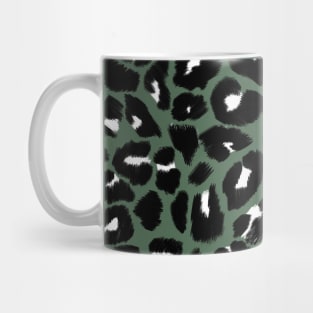 Olive Green Leopard Spots Print Mug